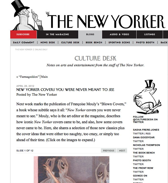 Blown Covers Over On The New Yorker Culture Desk Blog