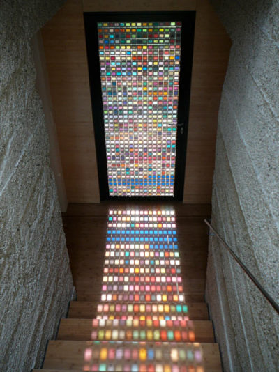 Glass door at Armin Blasbichlers home in northern Italy