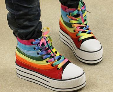 converse rainbow platform sneakers