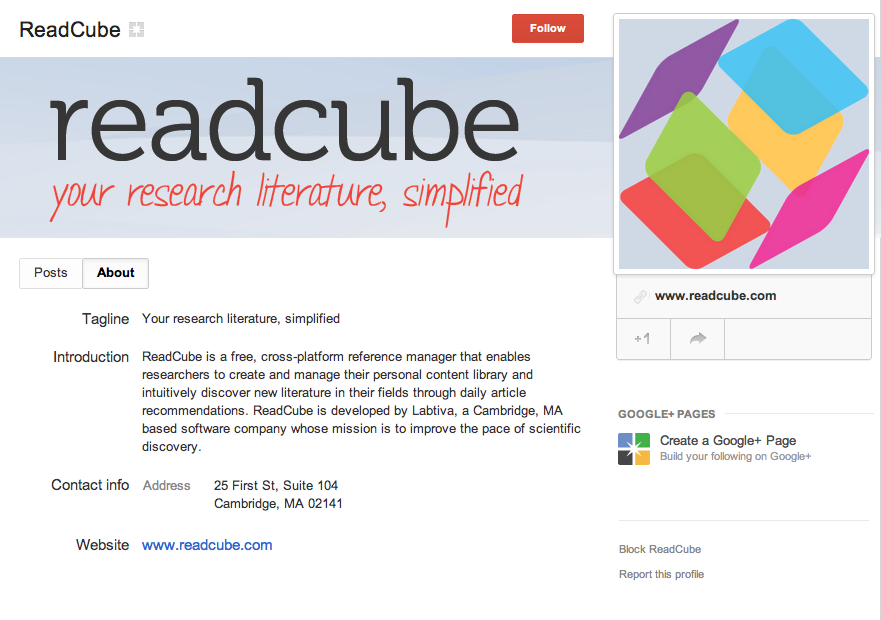 ReadCube and Google+