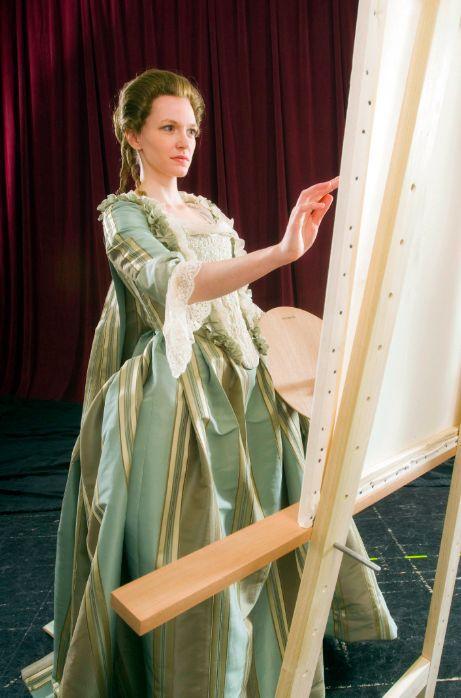 Caroline Hewitt as Elisabeth Vigee-Lebrun (“Elisa”) in the Portland Stage’s production of Marie Antoinette: The Color of Flesh