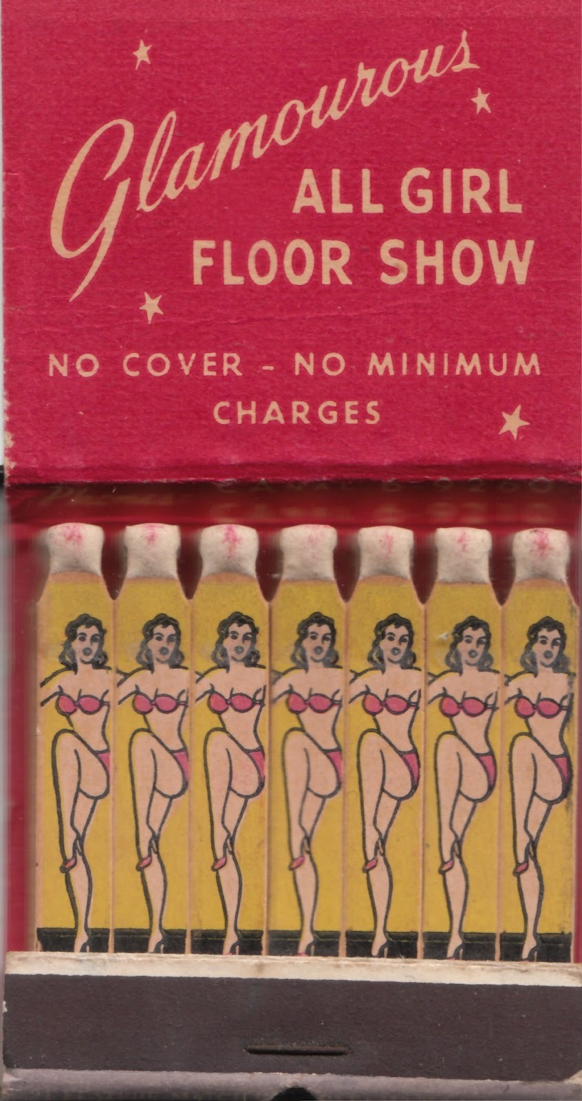 burleskateer:
“ * Glamourous * ALL GIRL FLOOR SHOW *
Vintage Burlesque nightclub matchbook interior..
”