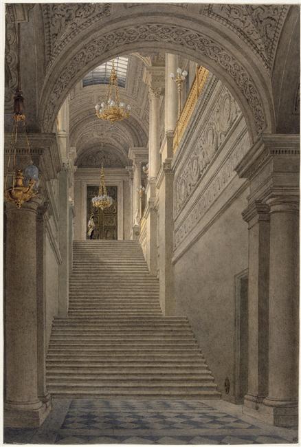 The vestibule staircase of the Tuileries Palace, depicted in 1830-1835.
© RMN (Musée d'Orsay) / Hervé Lewandowski