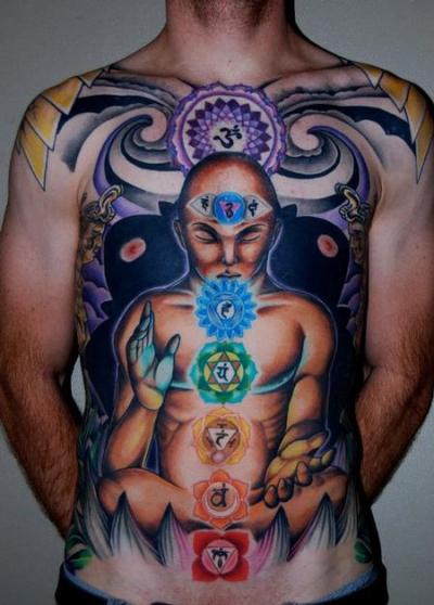Chakra Spiritual Back Tattoos For Men