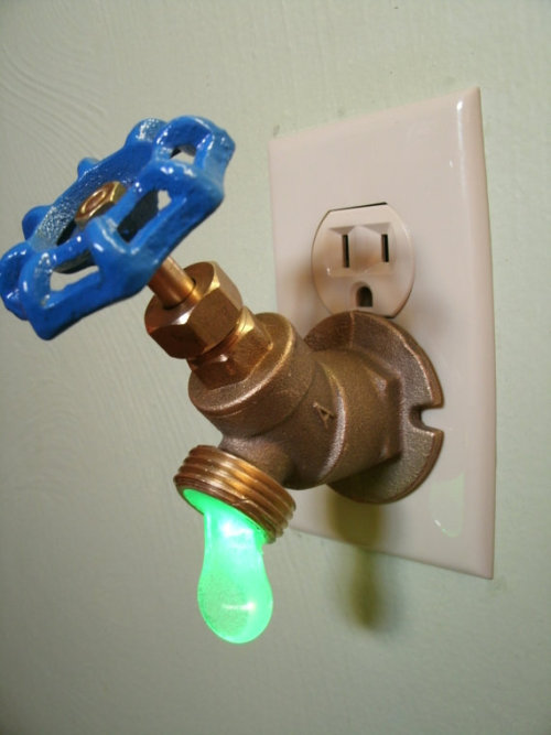 urone:Greyturtle  Green LED Faucet Valve night light