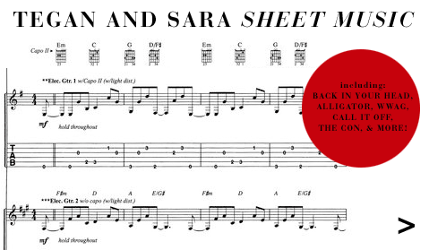 Tegan And Sara Sheet Music For Living Room Northshore And