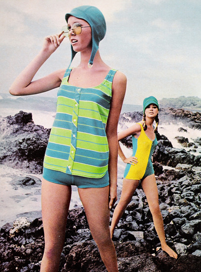 The Swinging Sixties — 1968 beach fashions from Seventeen magazine.