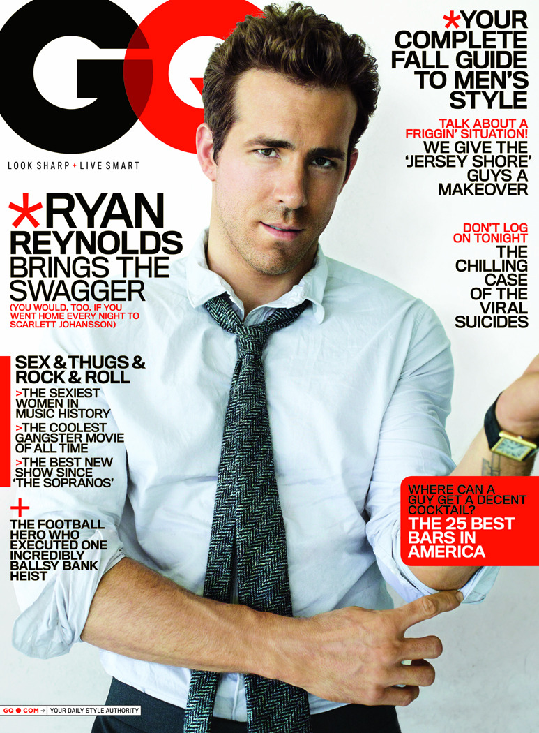On The Cover Of Gq Magazine Cover With Ryan Reynolds 