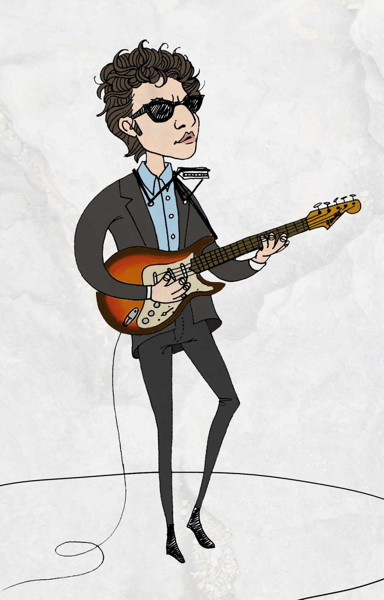 Loris Lora Illustration — Our word was ‘Electric.’ Bob Dylan goes electric!