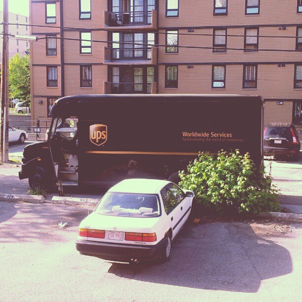 Someone in my building either gets A LOT of deliveries or is screwing the UPS girl, because this truck is here at least three evenings a week. (Taken with Instagram)