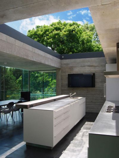 cjwho:<br /><br />Open roofed kitchen interior<br />