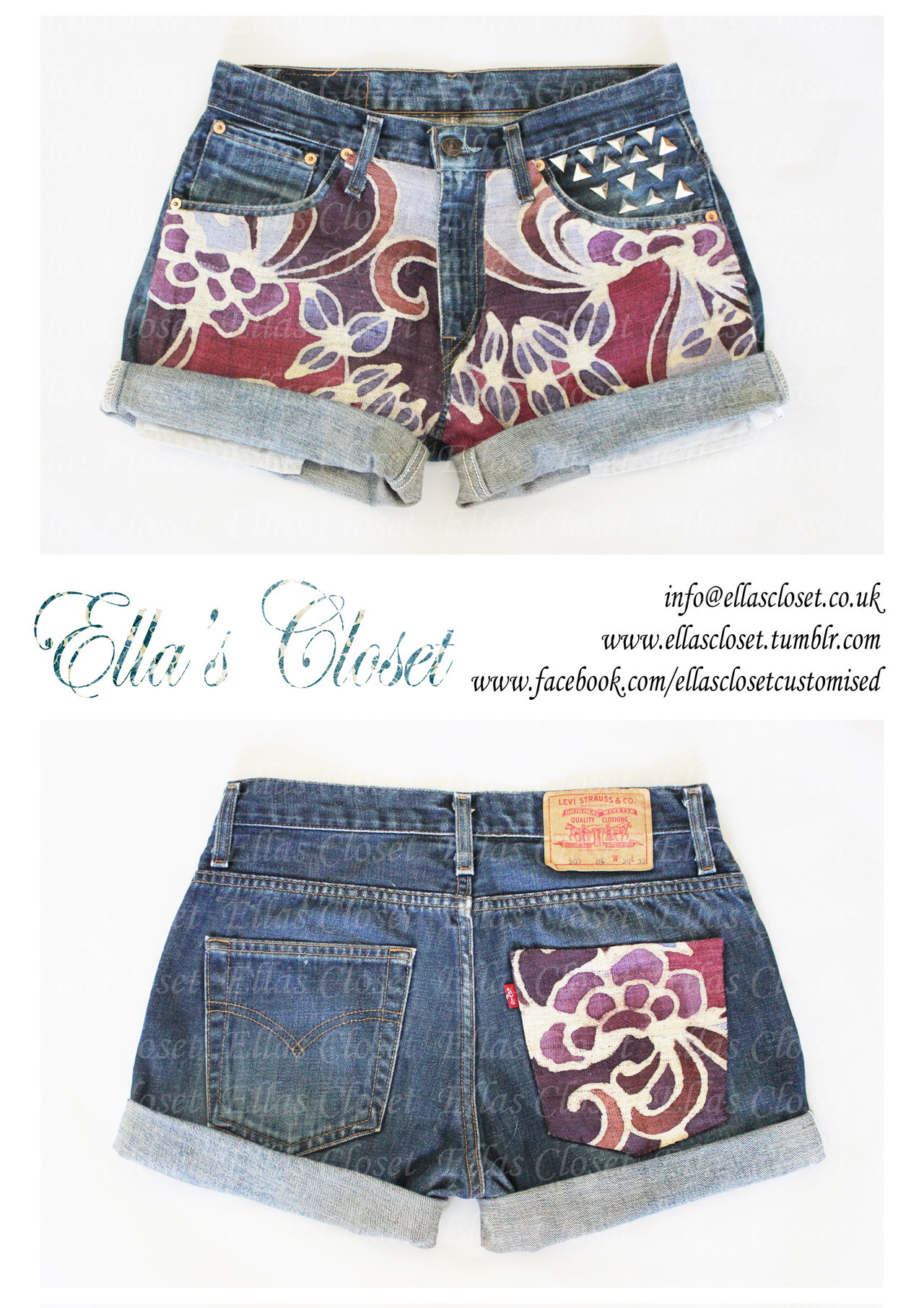 Ella&#39;s closet - For Sale Size 10-12 levis shorts with batik hemp...