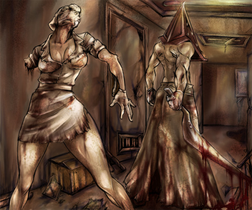 pixiv Silent Hill Silent Hill 2 Bubble Head Nurse Pyramid Head