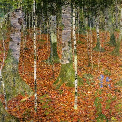 tlknghd:Farmhouse with Birch Trees, Gustav Klimt, 1903