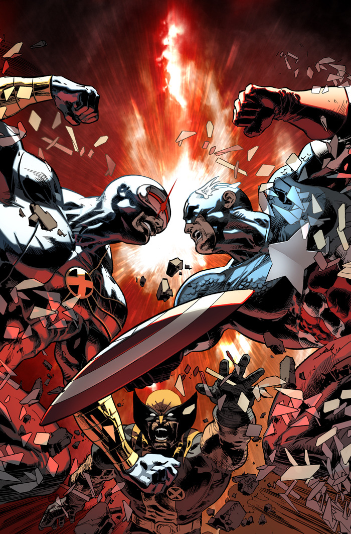 Mike Deodato, Jr. • Cyclops vs Captain America. Colors by Marte...