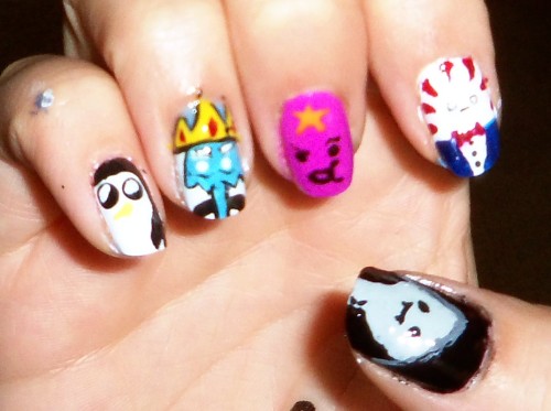 4. "Adventure Time" Inspired Nail Designs - wide 2