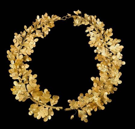 jewelry ancient greek wreath oak leaf acorn gold