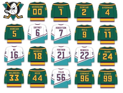 mighty ducks jersey numbers