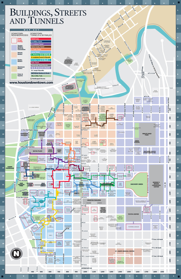 Map of the Downtown Tunnel System, Houston, TX, c.... - el laberinto