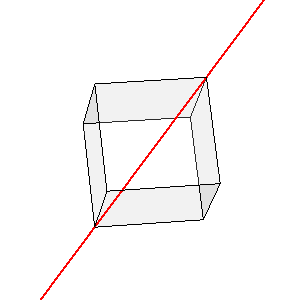 Spinning a cube along a diagonal gives an interesting shape, composed of two cones and a curved part whose cross-section is a hyperbolic curve. [more] [more2] [code]