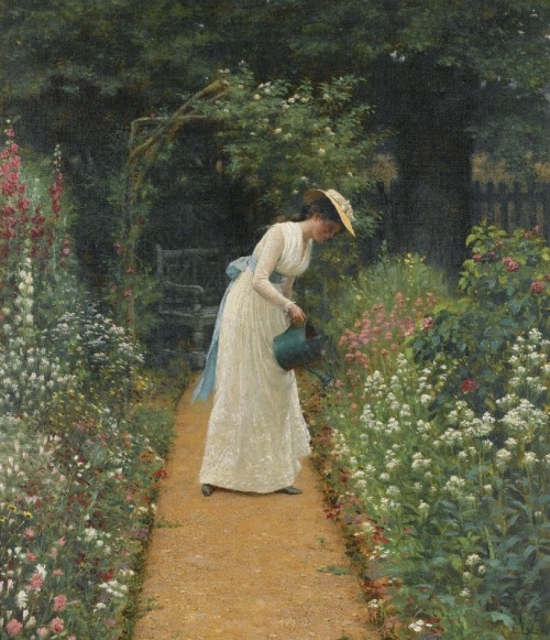 pre-raphaelisme:My Lady’s Garden by Edmund Leighton