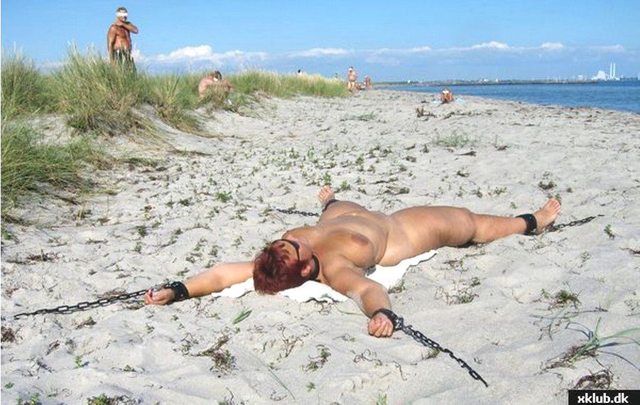 Wanking beach outdoor bondage