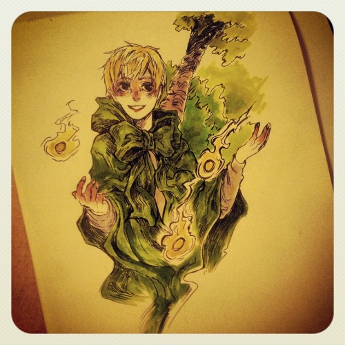 moaniecat:Drawing of young!Arthur I finished while my friend...