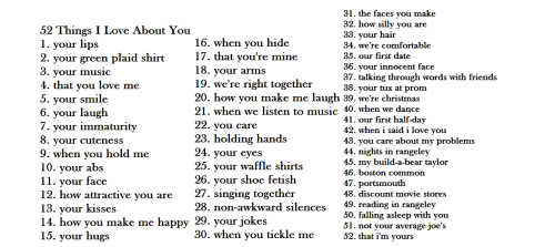 52 things i love about you on Tumblr