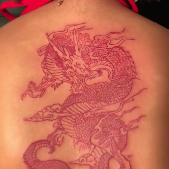 Baddie Red Dragon Back Tattoo Female - Best Tattoo Ideas