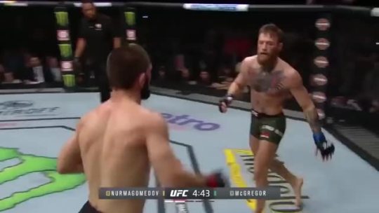 dirtyboxing:  The right hand that dropped Conor McGregor for the first time in his fighting career. Khabib has a surprisingly quick right overhand.