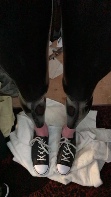 laracroftxdxx:  I peed in my latex leggings guess it found a place to go my toes